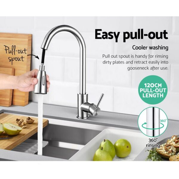 Cefito Pull-out Mixer Faucet Tap - Silver - Image 4
