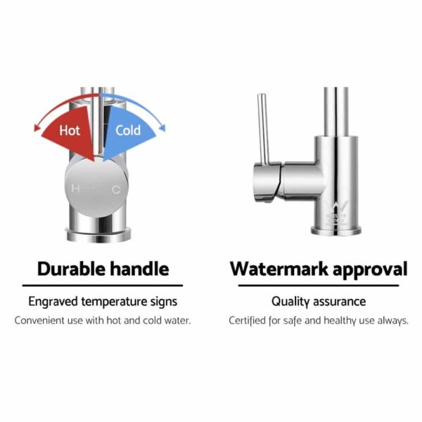 Cefito Mixer Kitchen Faucet Tap Swivel Spout WELS Silver - Image 5