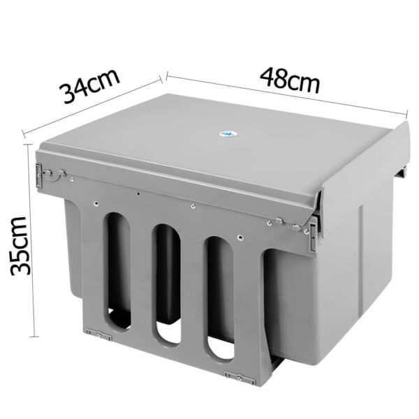Set of 2 15L Twin Pull Out Bins - Grey - Image 2