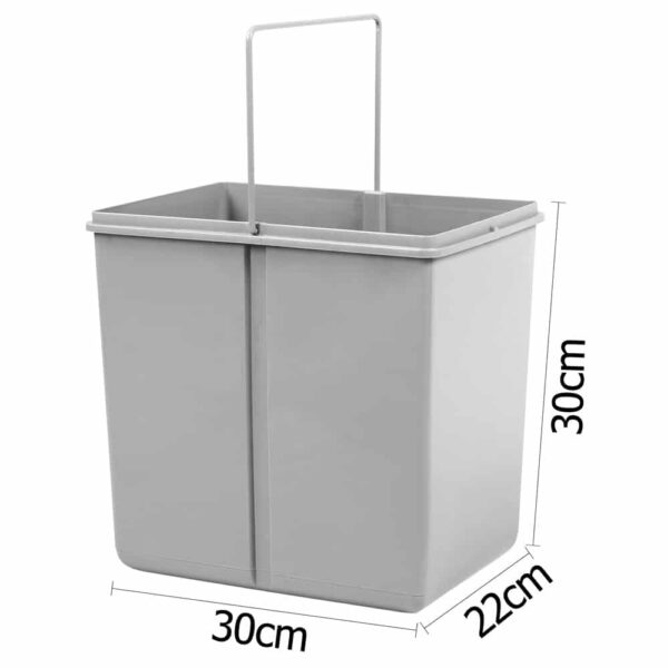 Set of 2 15L Twin Pull Out Bins - Grey - Image 4